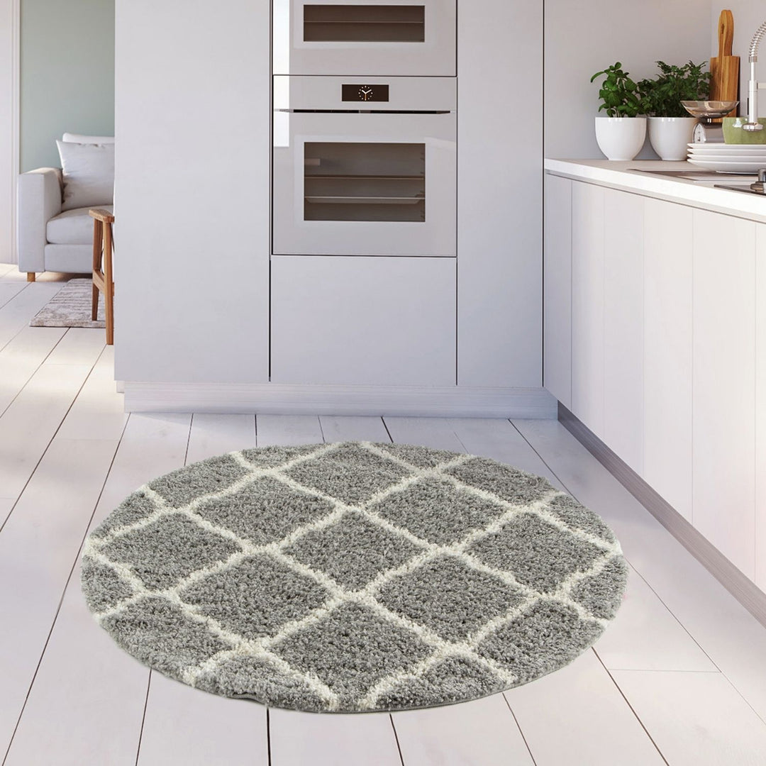 Moroccan Design Thick Shaggy Area Rugs Grey