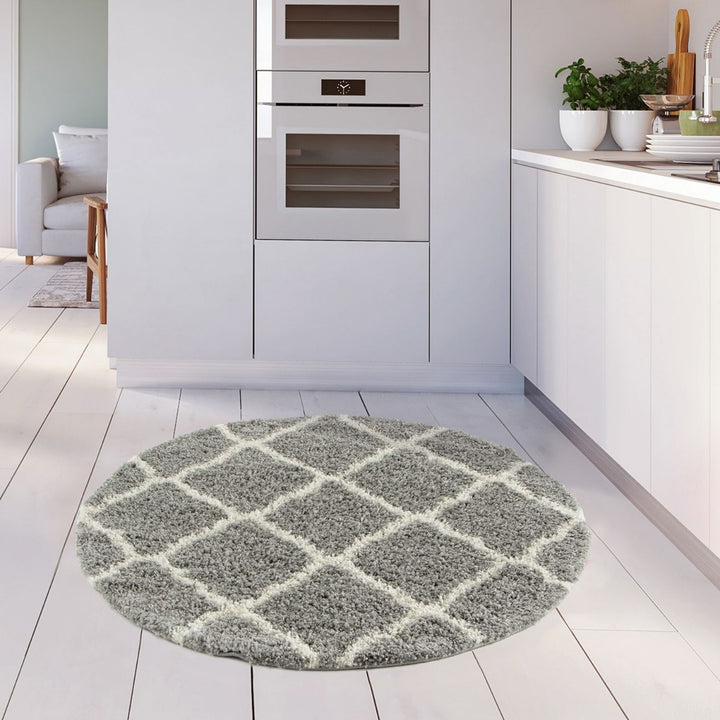Moroccan Design Thick Shaggy Area Rugs Grey