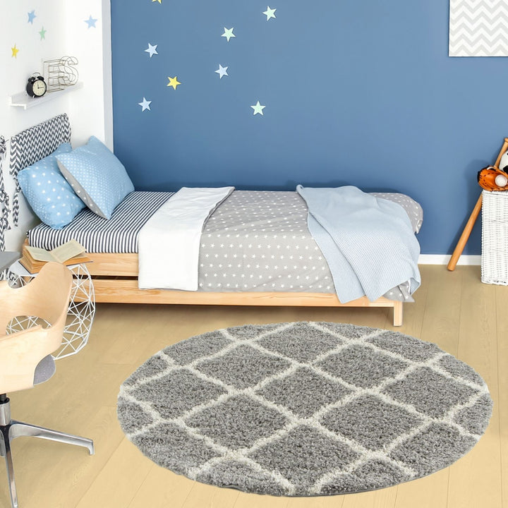 Moroccan Design Thick Shaggy Area Rugs Grey