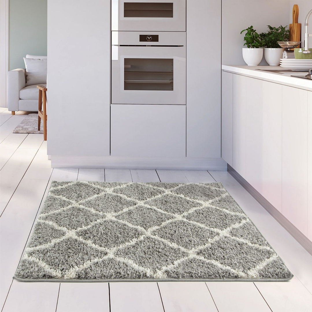 Moroccan Design Thick Shaggy Area Rugs Grey