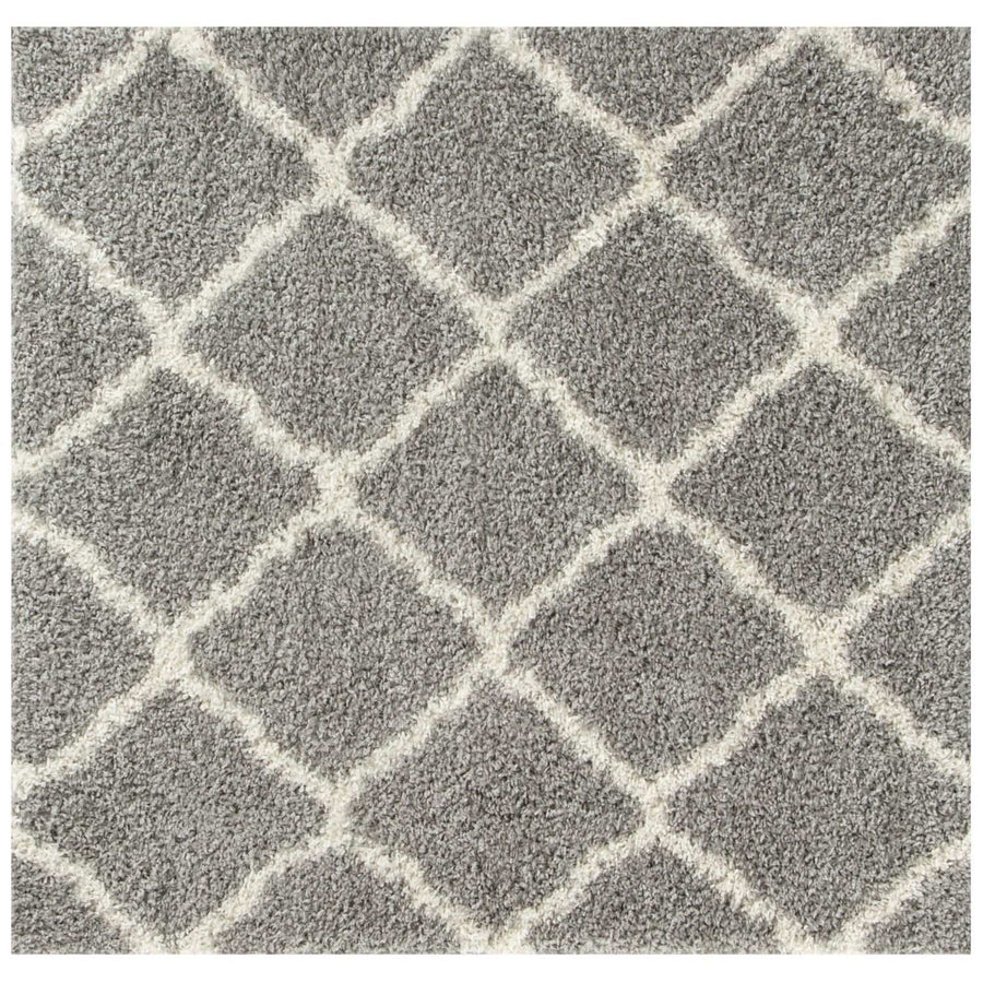 Moroccan Design Thick Shaggy Area Rugs Grey | The Rugs