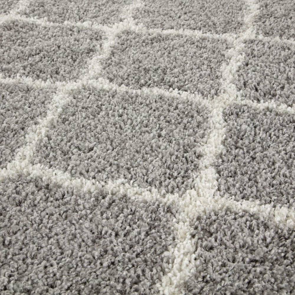 Moroccan Design Thick Shaggy Area Rugs Grey