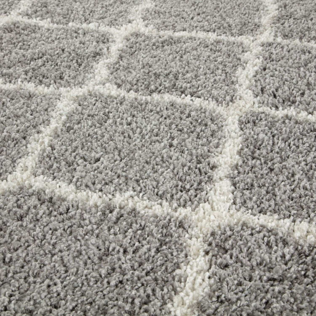 Moroccan Design Thick Shaggy Area Rugs Grey