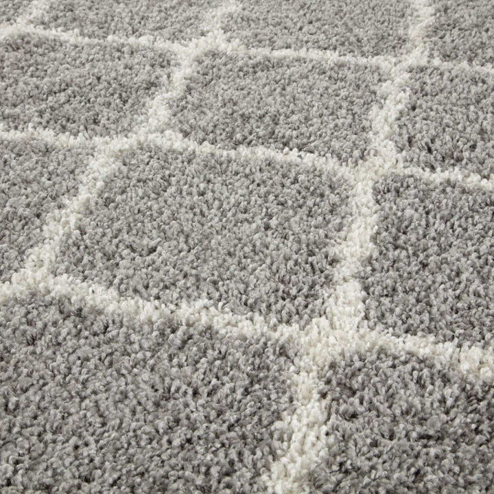 Moroccan Design Thick Shaggy Area Rugs Grey
