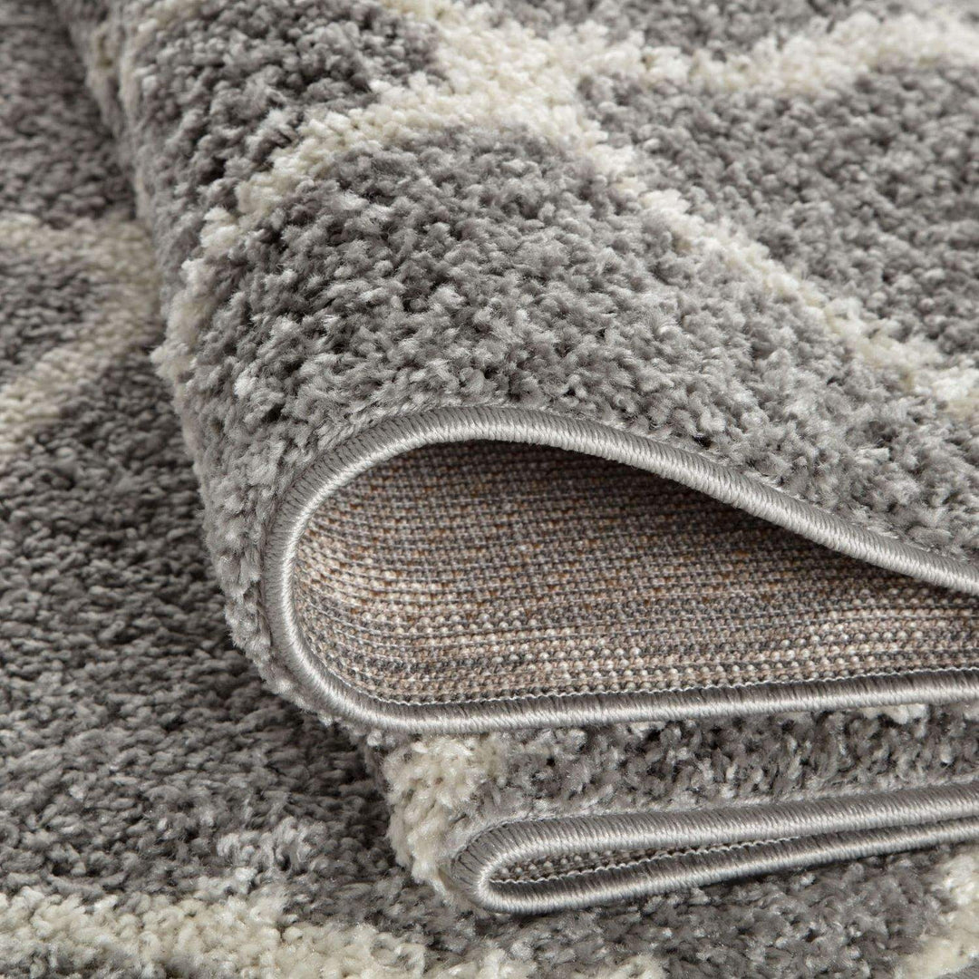 Moroccan Design Thick Shaggy Area Rugs Grey