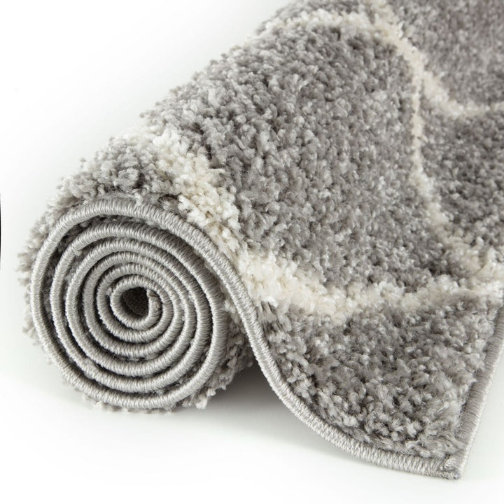 Moroccan Design Thick Shaggy Area Rugs Grey