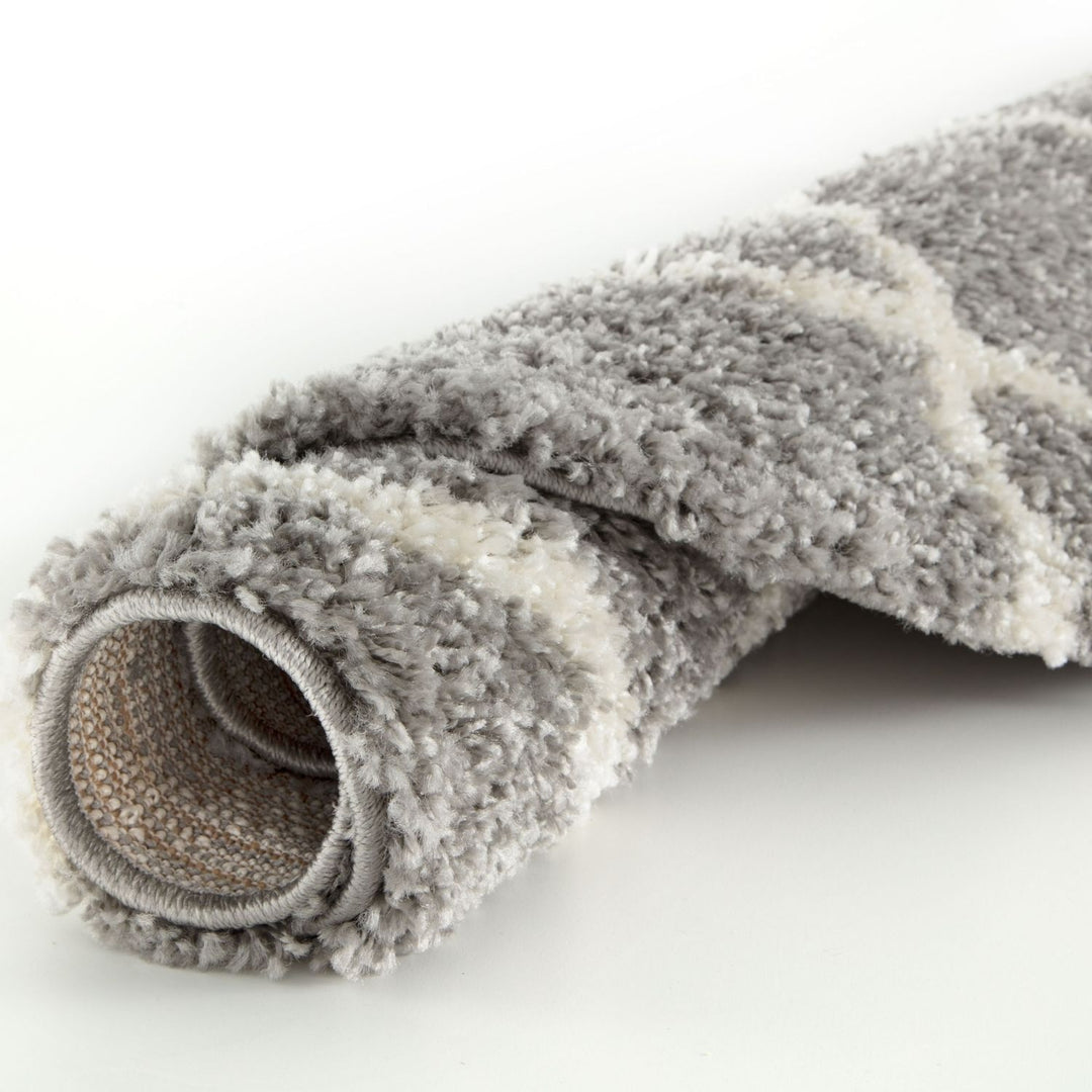 Moroccan Design Thick Shaggy Area Rugs Grey