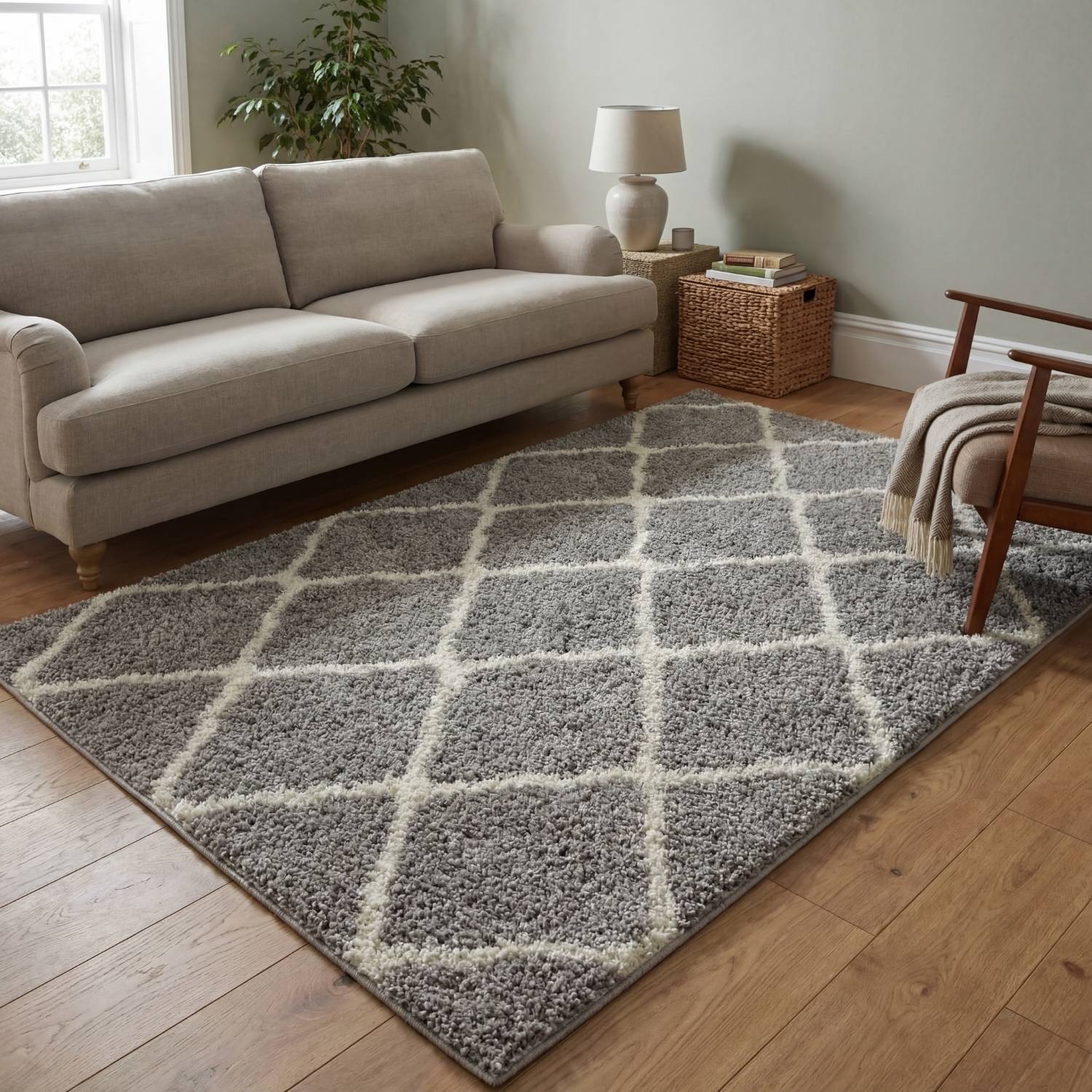 HAY SHAGGY RUG グレー ラグ Moroccan Design Thick Shaggy Area Rugs Grey | The Rugs