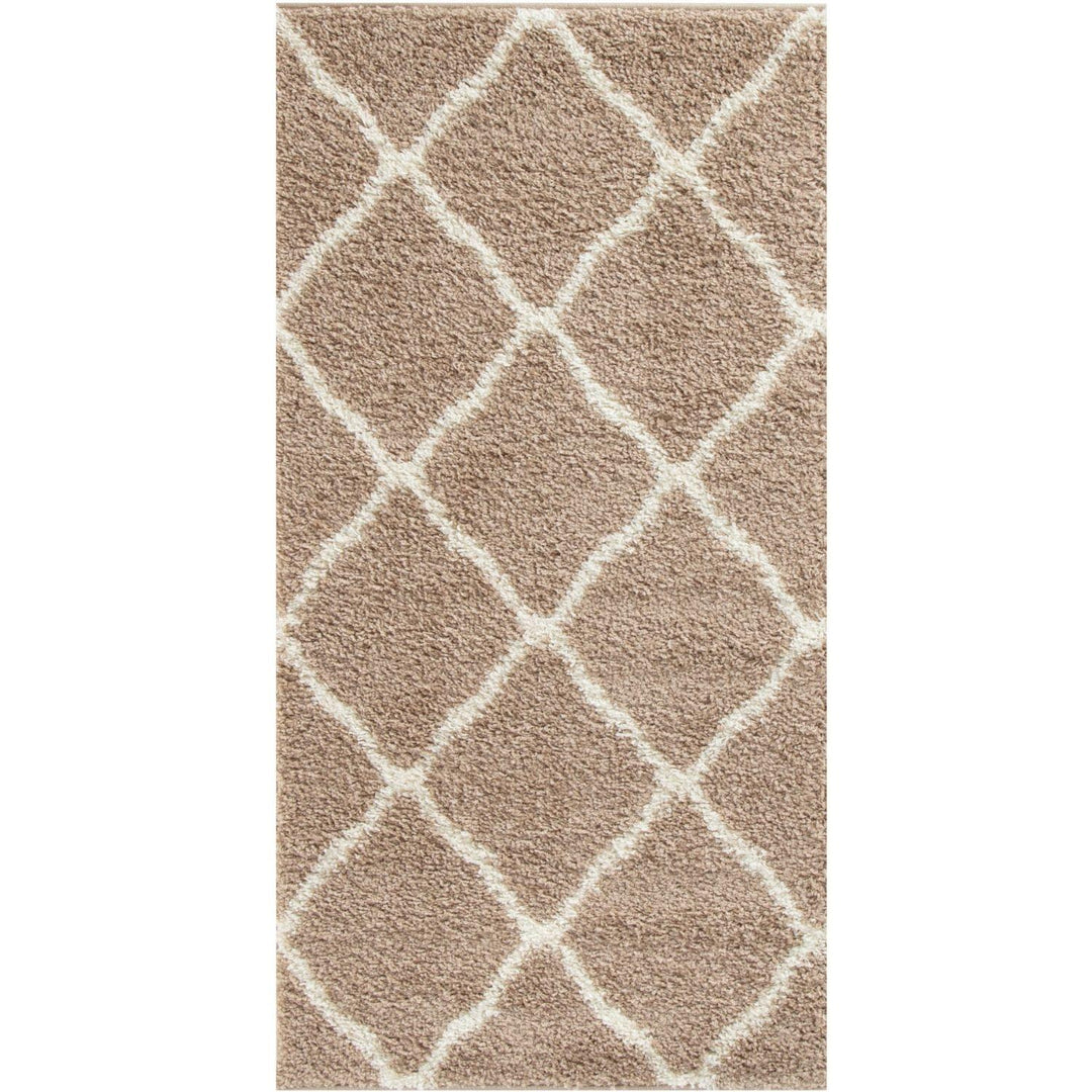 Moroccan Design Thick Shaggy Area Rugs Beige