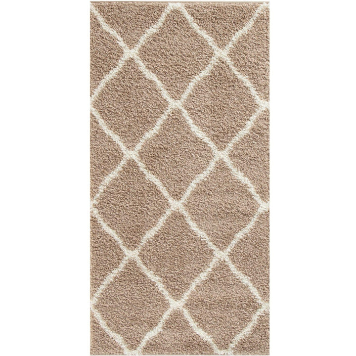 Moroccan Design Thick Shaggy Area Rugs Beige