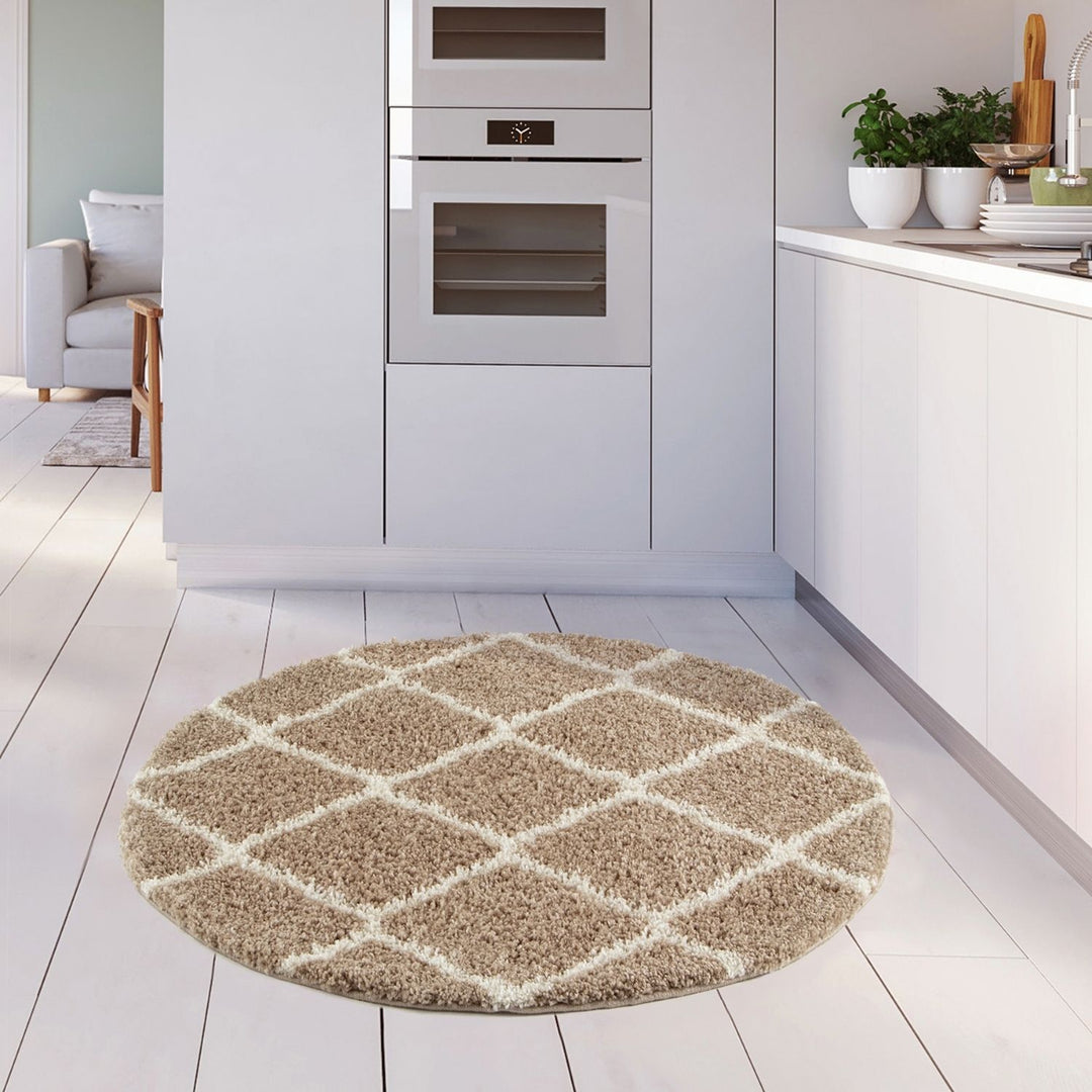 Moroccan Design Thick Shaggy Area Rugs Beige