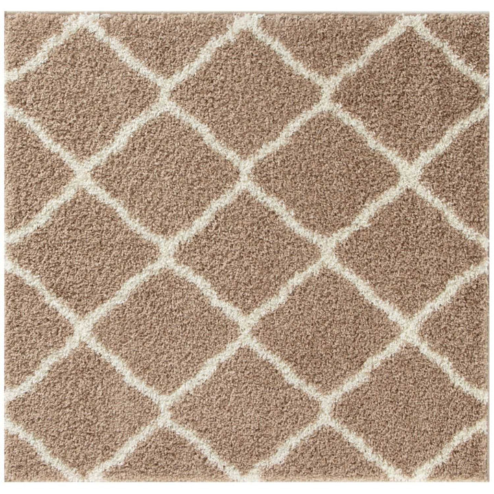Moroccan Design Thick Shaggy Area Rugs Beige