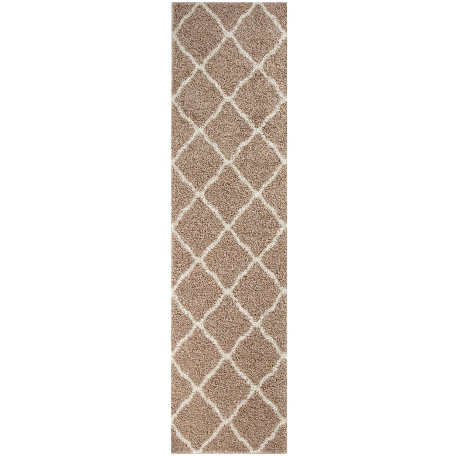 Moroccan Design Thick Shaggy Area Rugs Beige