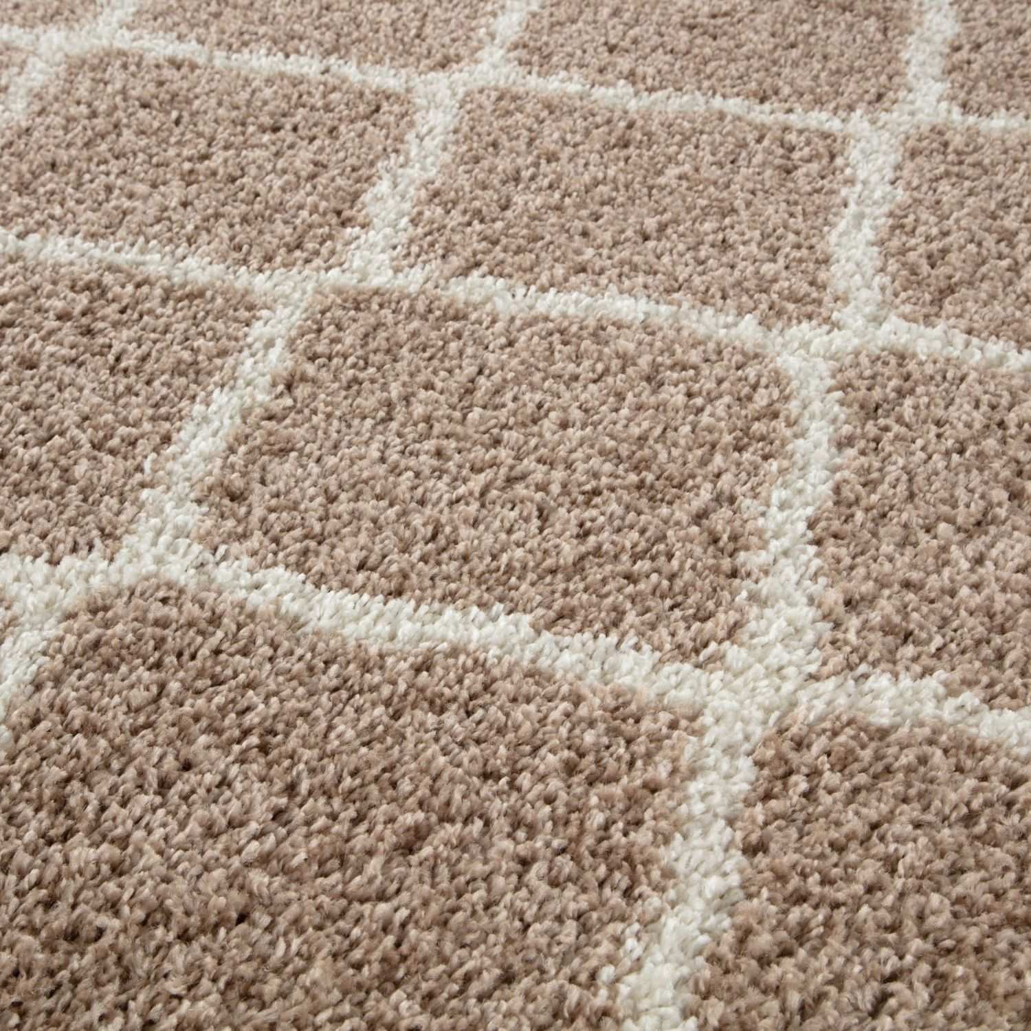 Moroccan Design Thick Shaggy Area Rugs Beige