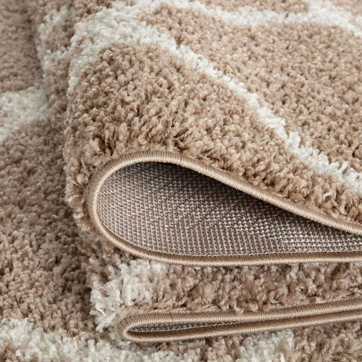 Moroccan Design Thick Shaggy Area Rugs Beige