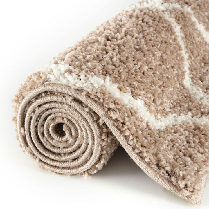 Moroccan Design Thick Shaggy Area Rugs Beige