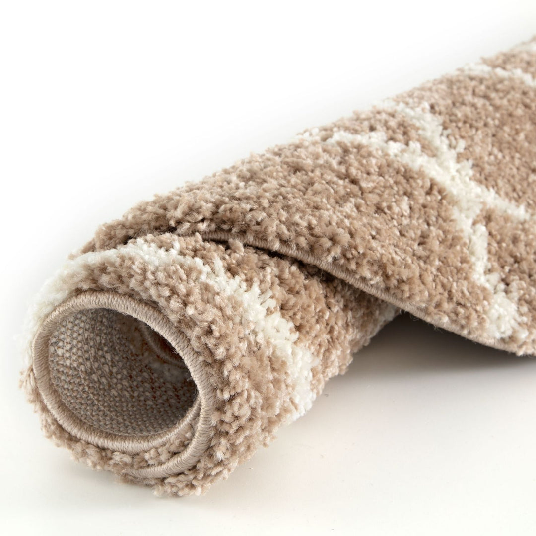 Moroccan Design Thick Shaggy Area Rugs Beige