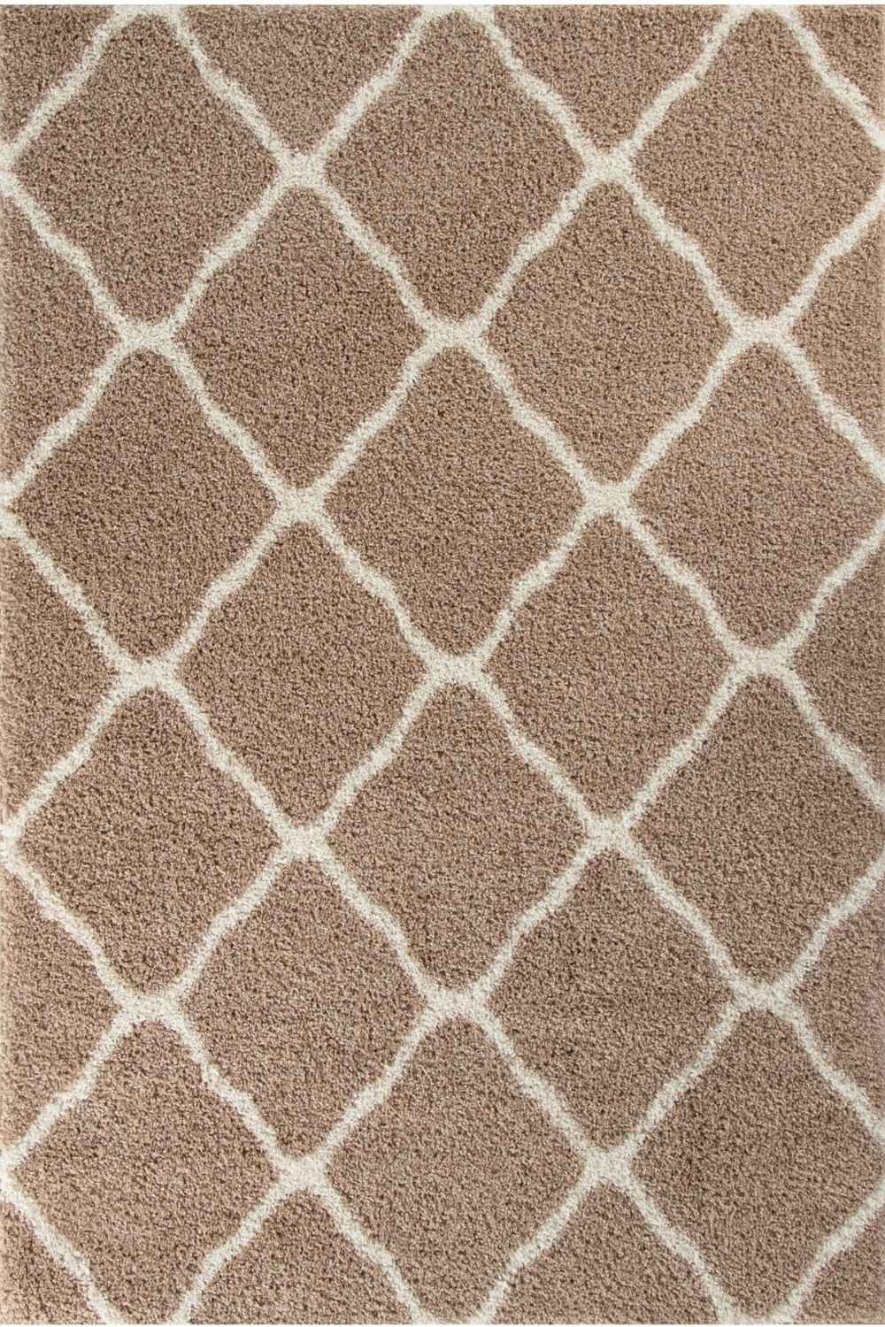 Moroccan Design Thick Shaggy Area Rugs Beige