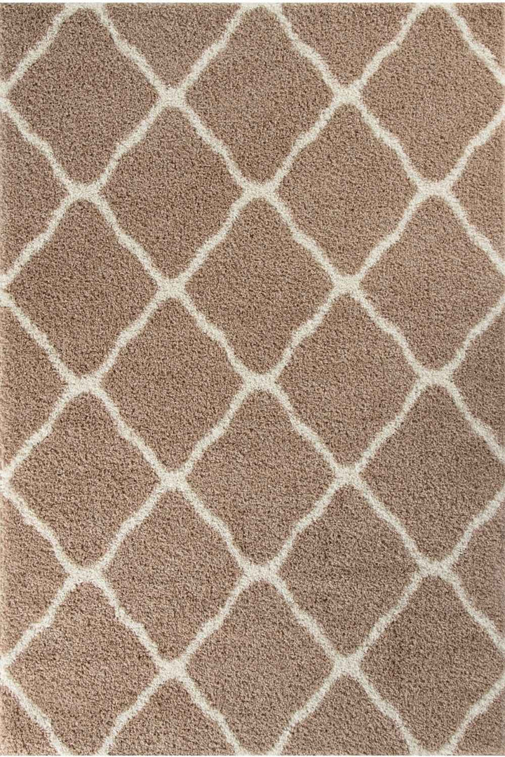 Moroccan Design Thick Shaggy Area Rugs Beige