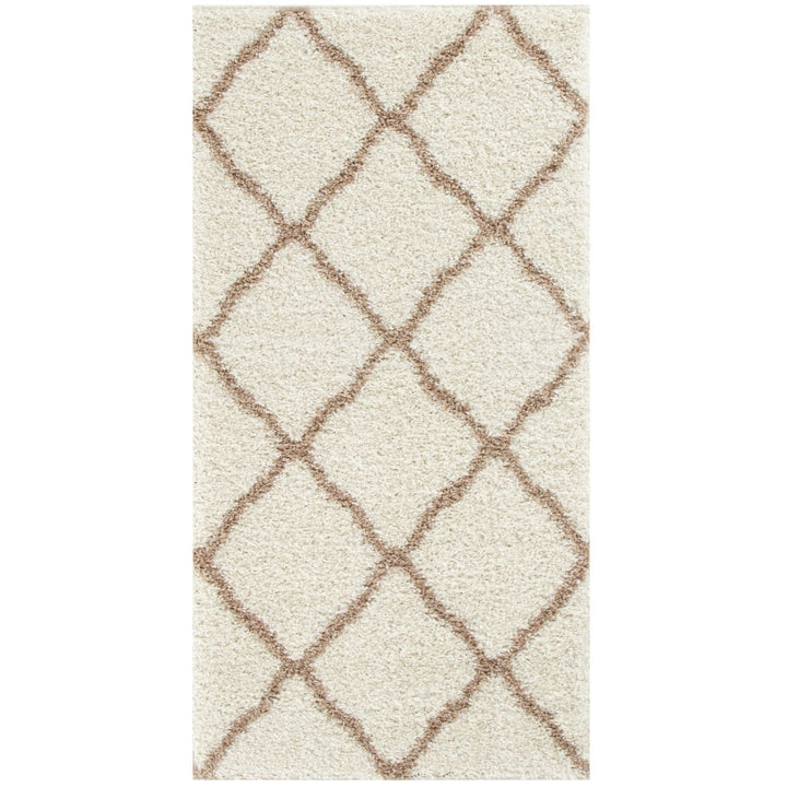 Moroccan Design Thick Shaggy Area Rugs Ivory Beige
