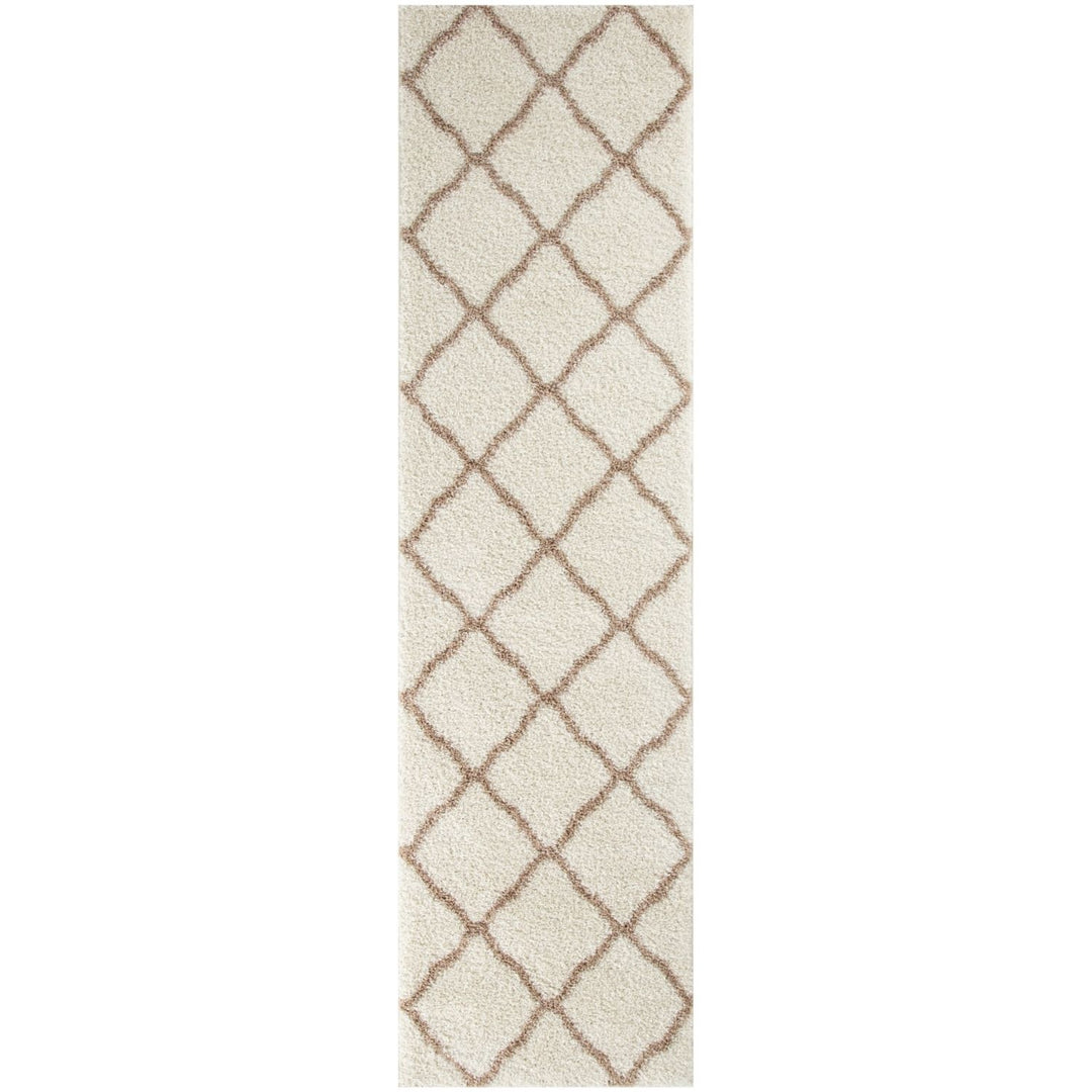 Moroccan Design Thick Shaggy Area Rugs Ivory Beige