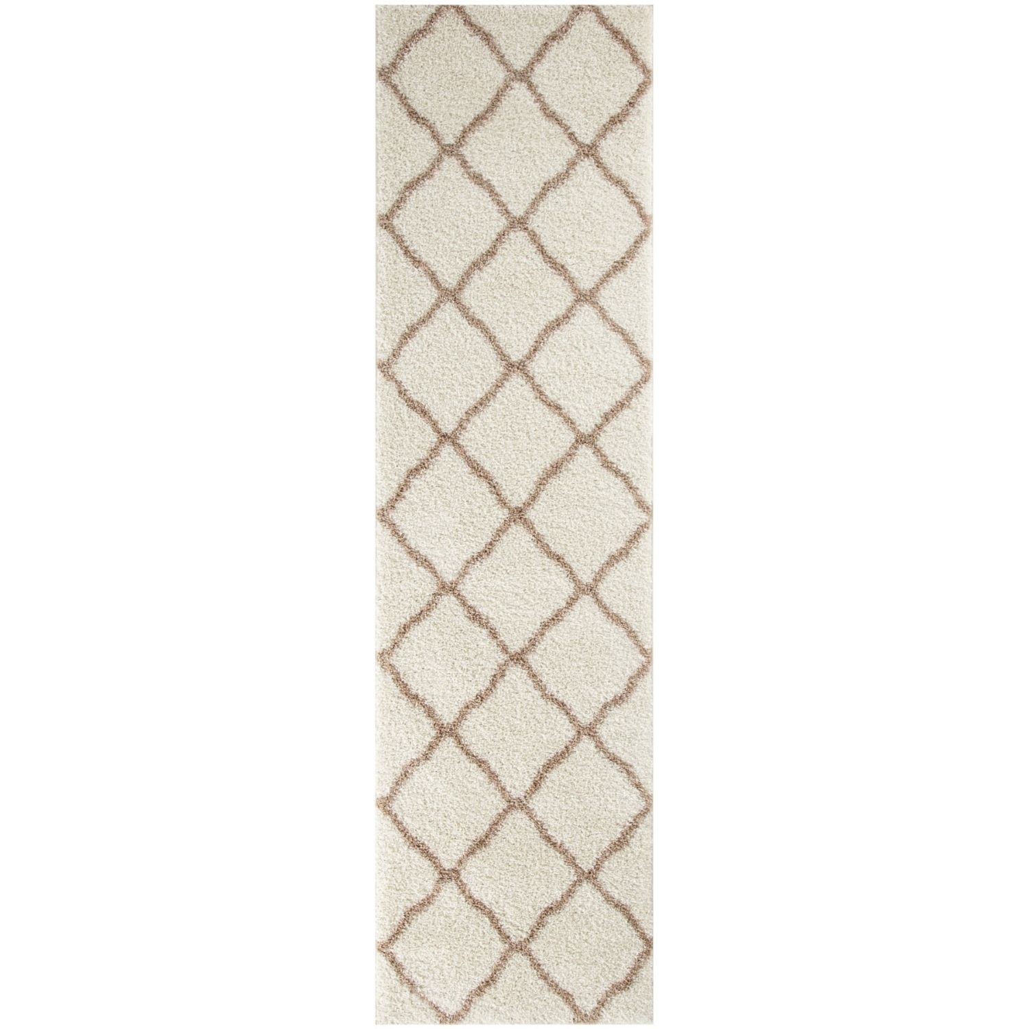 Moroccan Design Thick Shaggy Area Rugs Ivory Beige