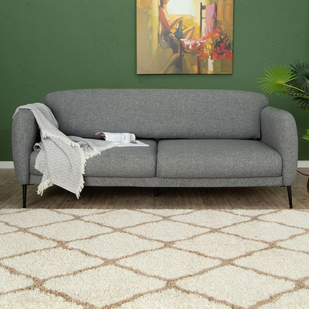 Moroccan Design Thick Shaggy Area Rugs Ivory Beige