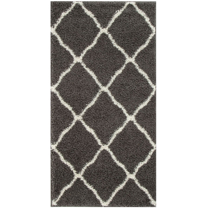 Moroccan Design Thick Shaggy Area Rugs Dark Grey