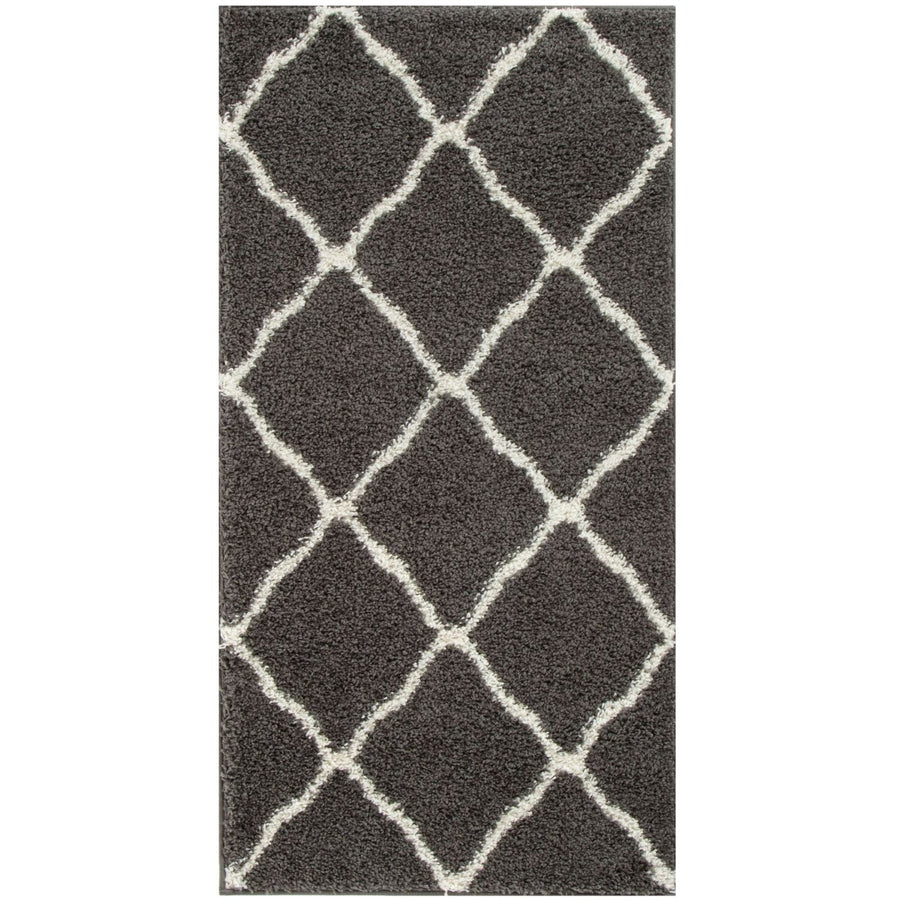 Moroccan Design Thick Shaggy Area Rugs Dark Grey