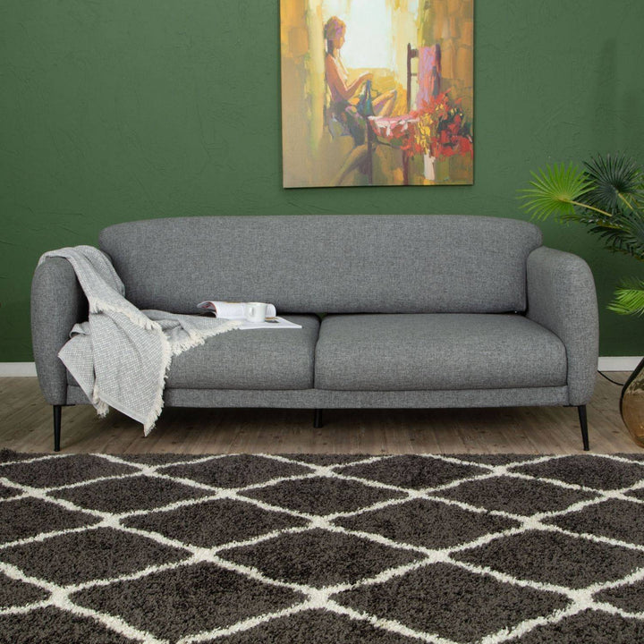 Moroccan Design Thick Shaggy Area Rugs Dark Grey