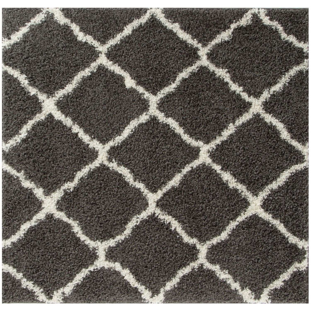 Moroccan Design Thick Shaggy Area Rugs Dark Grey