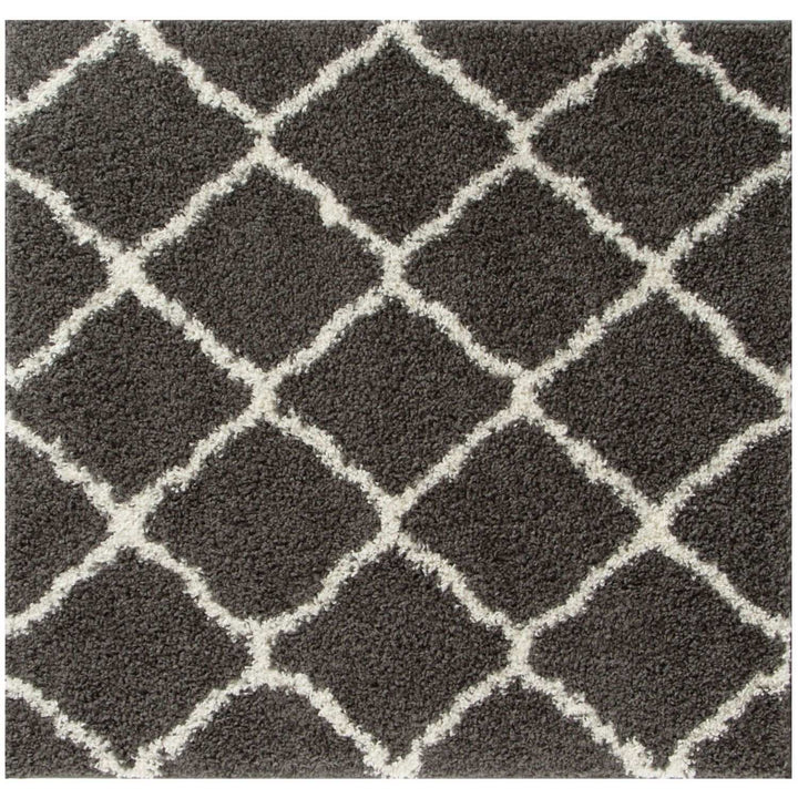 Moroccan Design Thick Shaggy Area Rugs Dark Grey