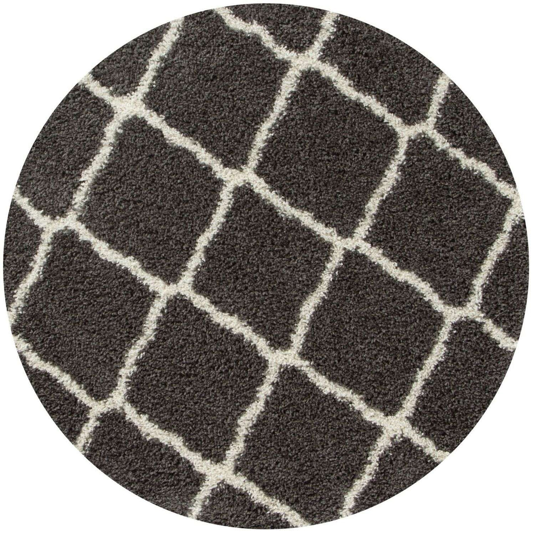 Moroccan Design Thick Shaggy Area Rugs Dark Grey