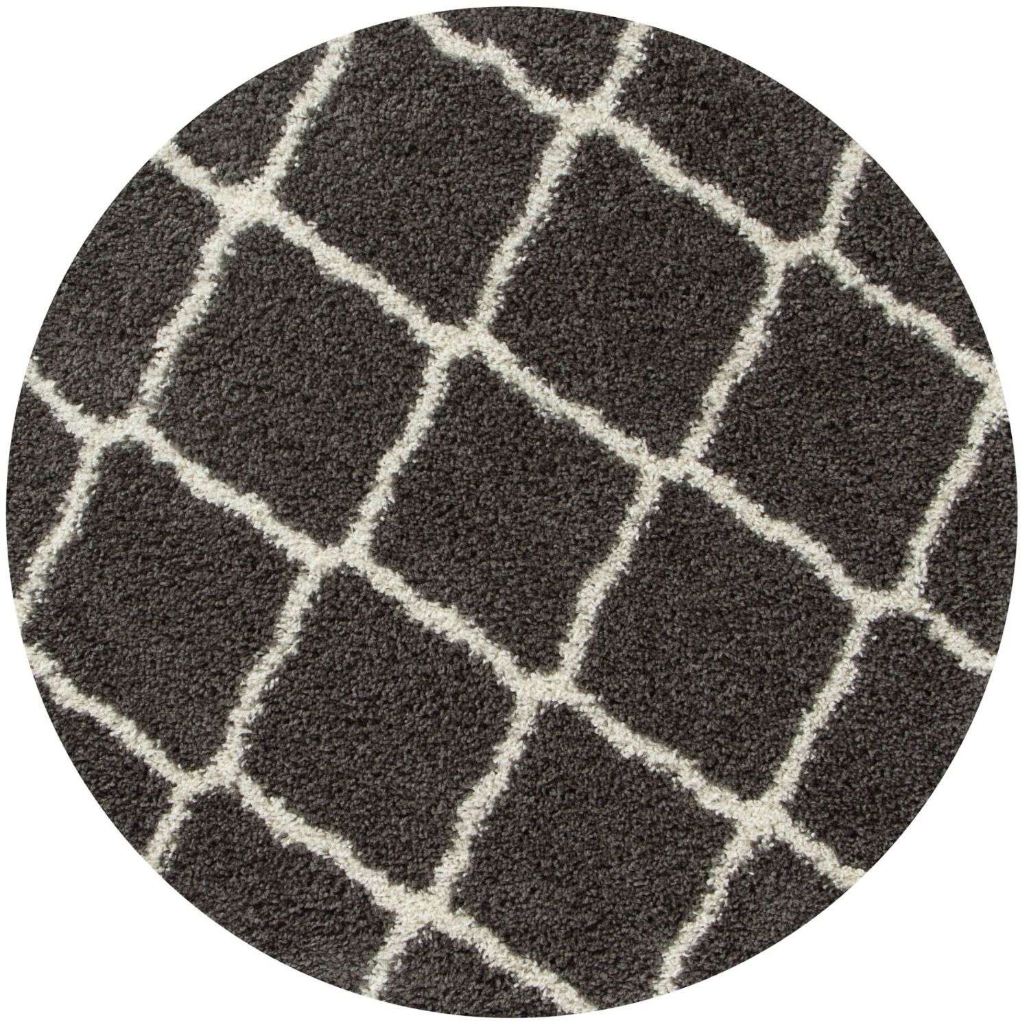 Moroccan Design Thick Shaggy Area Rugs Dark Grey