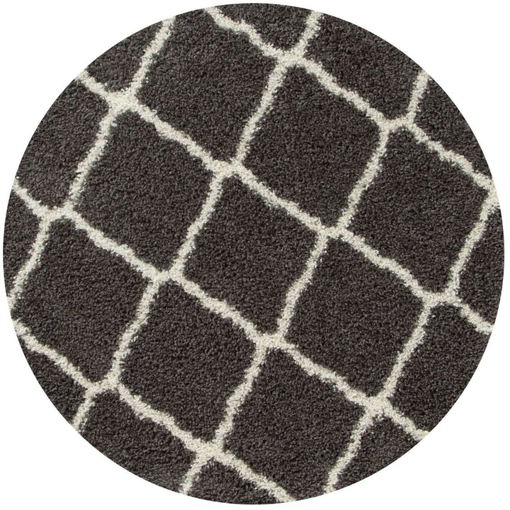 Moroccan Design Thick Shaggy Area Rugs Dark Grey