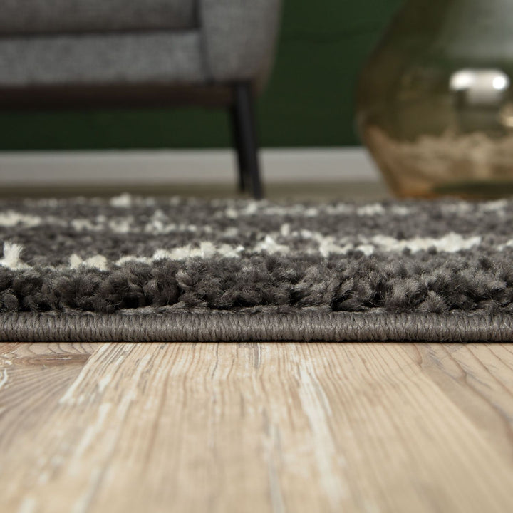 Moroccan Design Thick Shaggy Area Rugs Dark Grey
