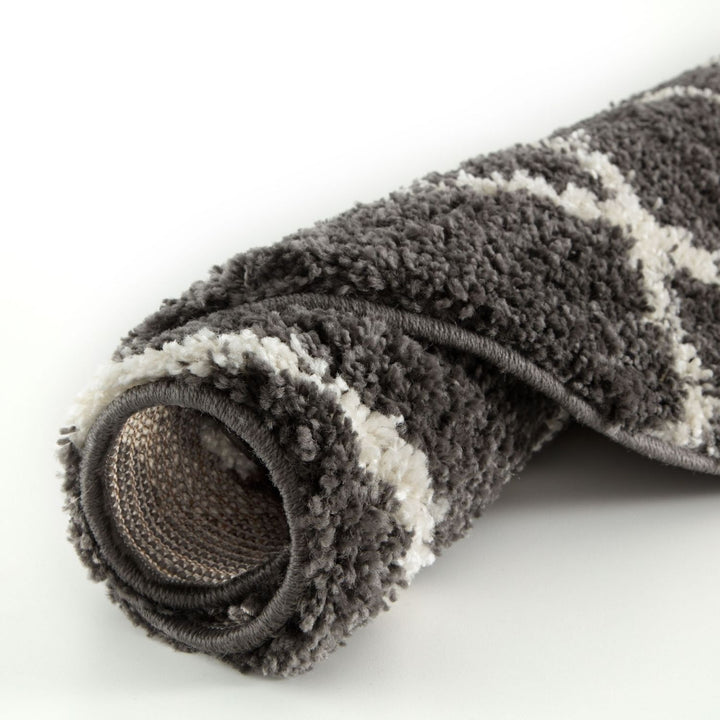 Moroccan Design Thick Shaggy Area Rugs Dark Grey