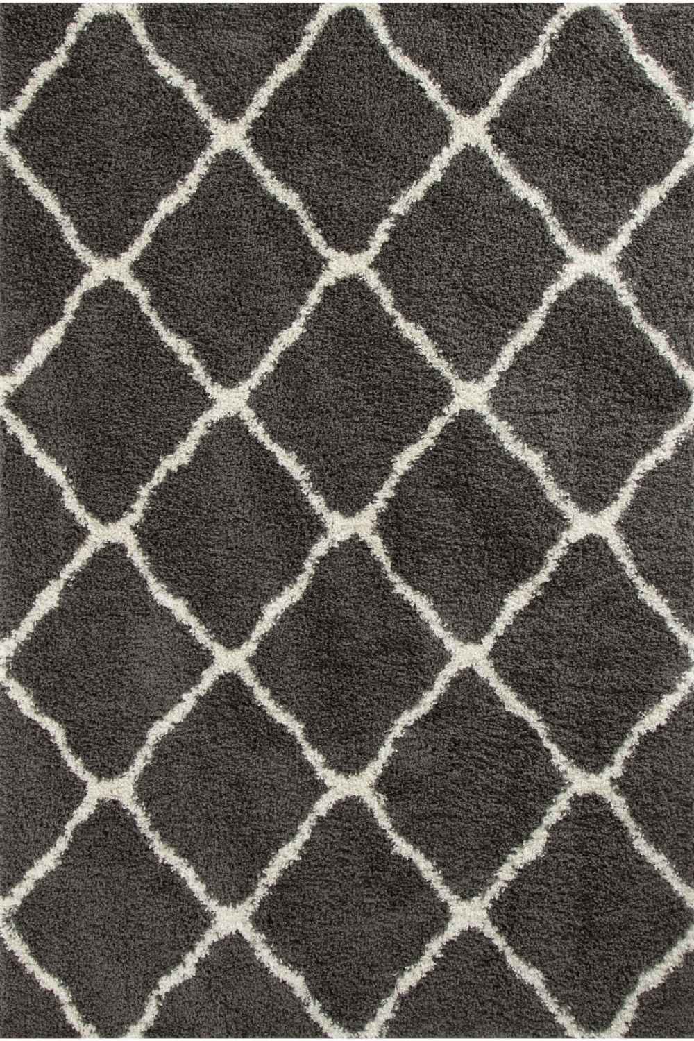 Moroccan Design Thick Shaggy Area Rugs Dark Grey