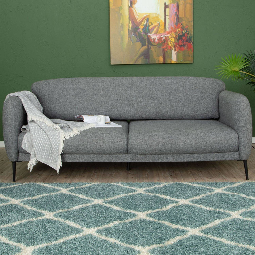 Moroccan Design Thick Shaggy Area Rugs Duck Egg Blue