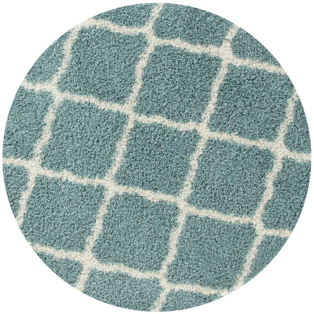 Moroccan Design Thick Shaggy Area Rugs Duck Egg Blue