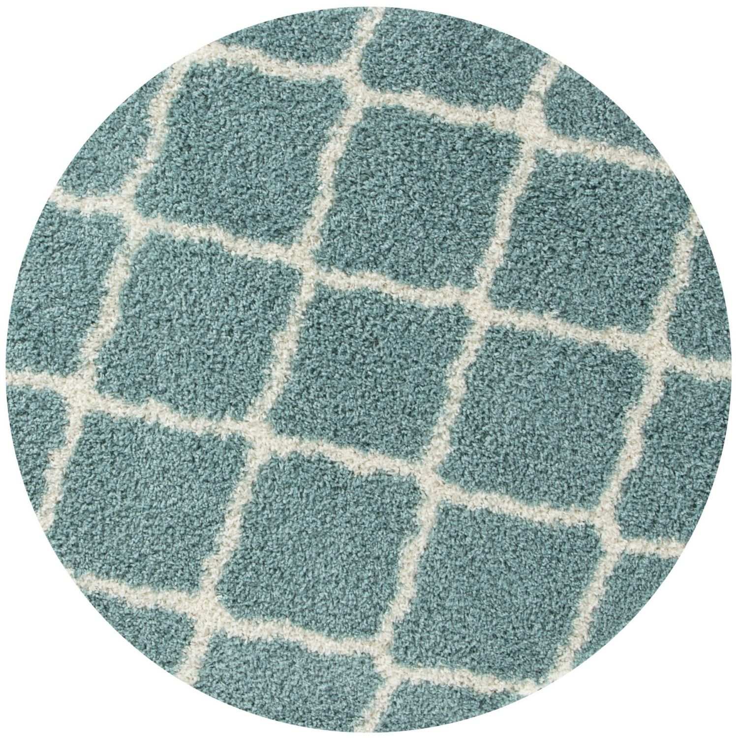 Moroccan Design Thick Shaggy Area Rugs Duck Egg Blue