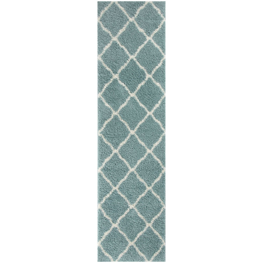 Moroccan Design Thick Shaggy Area Rugs Duck Egg Blue