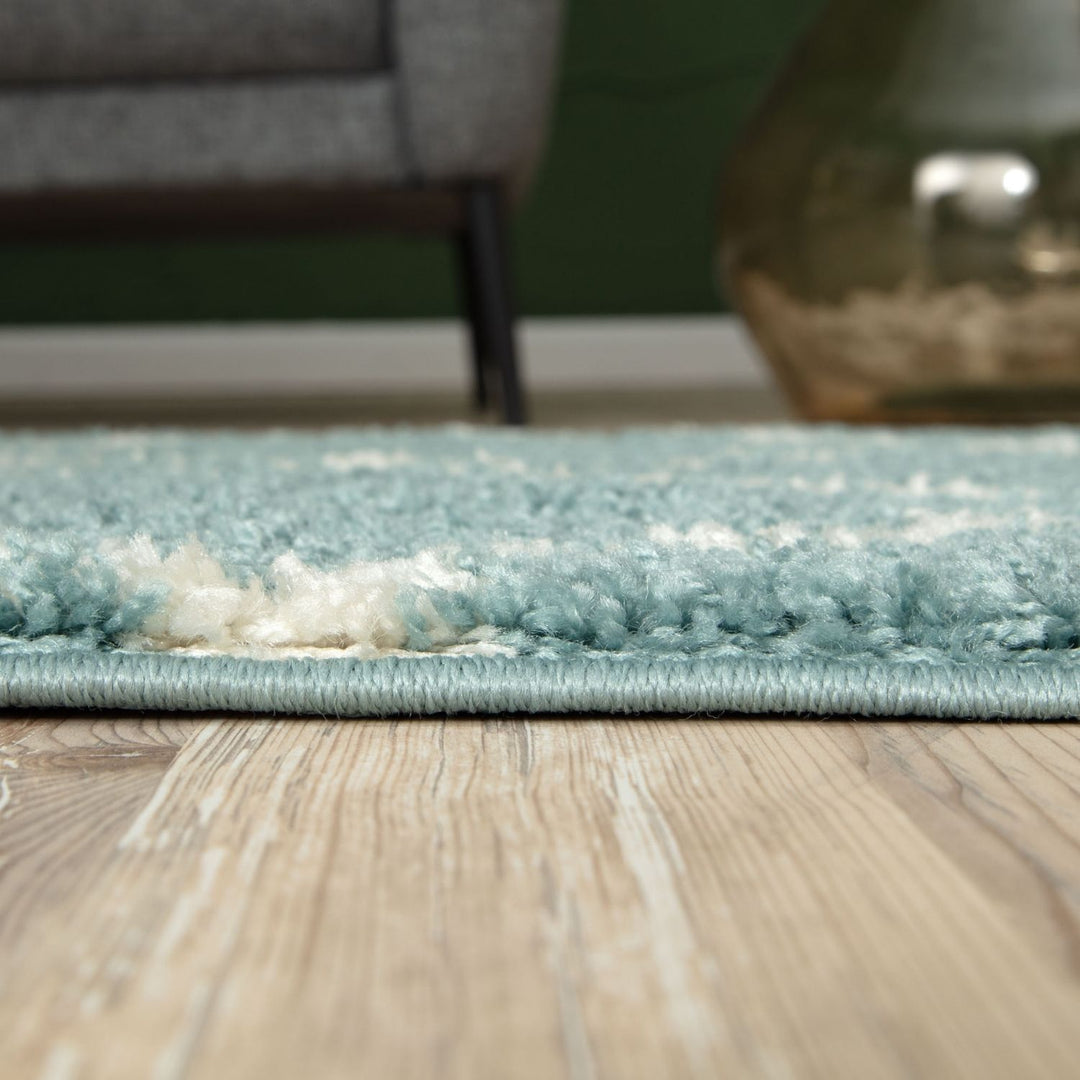 Moroccan Design Thick Shaggy Area Rugs Duck Egg Blue