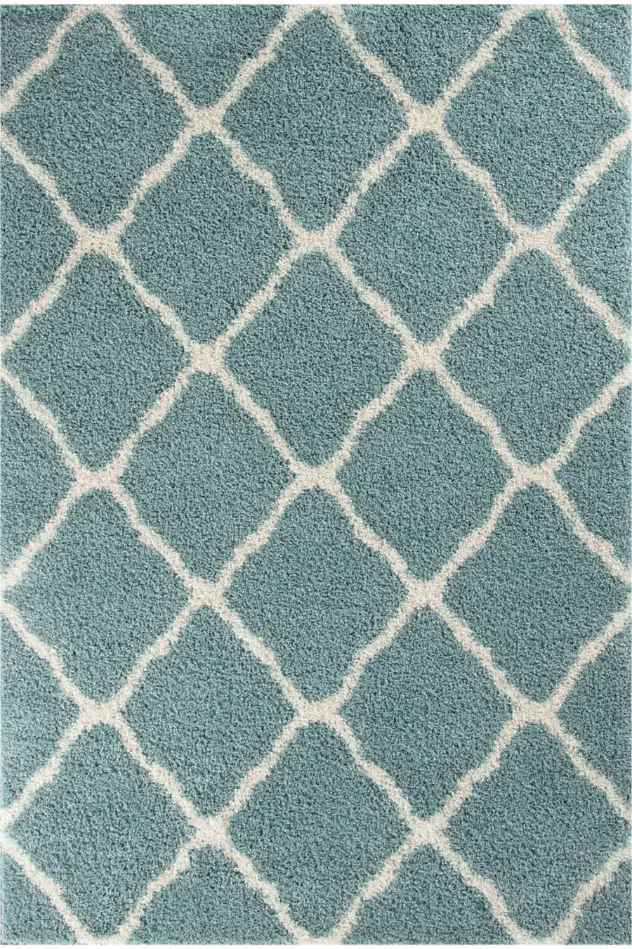 Moroccan Design Thick Shaggy Area Rugs Duck Egg Blue