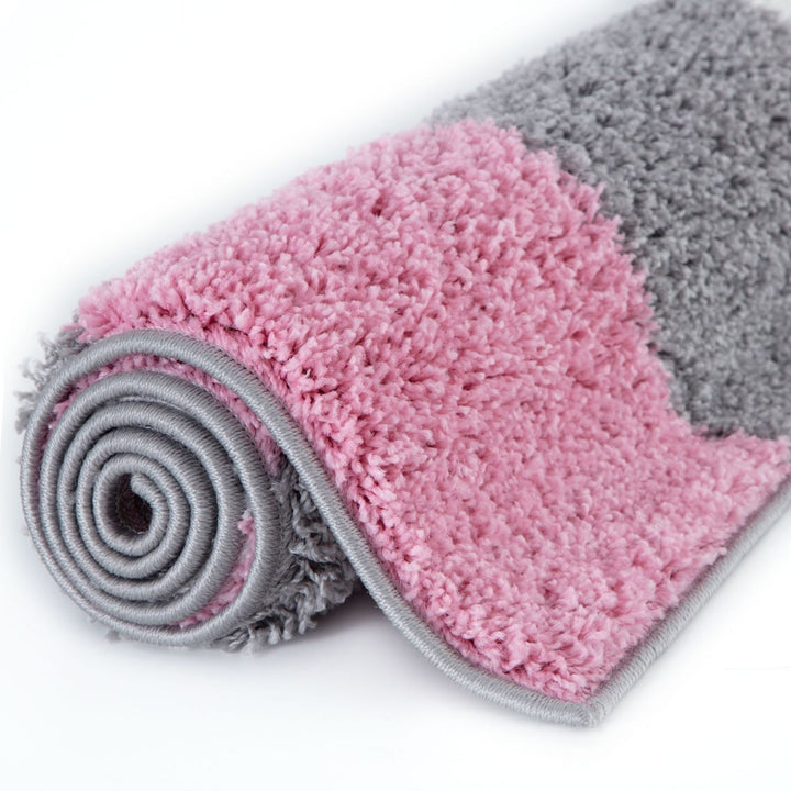 Geometric Design Thick Shaggy Area Rugs Pink