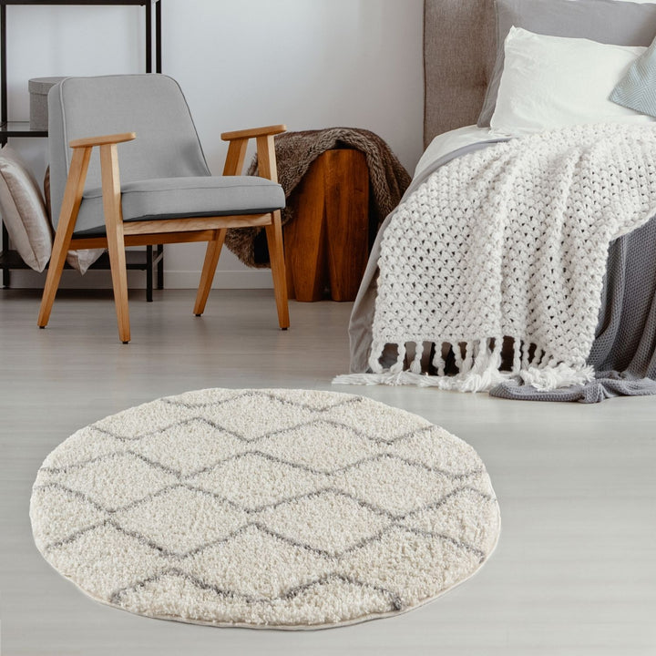 Elegant Moroccan Pattern Grey Ivory Rug Suitable for Floor heating