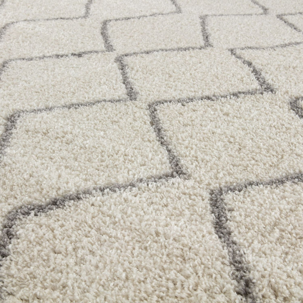 Elegant Moroccan Pattern Grey Ivory Rug Suitable for Floor heating