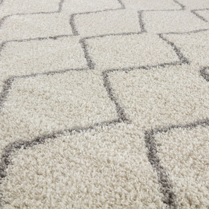 Elegant Moroccan Pattern Grey Ivory Rug Suitable for Floor heating