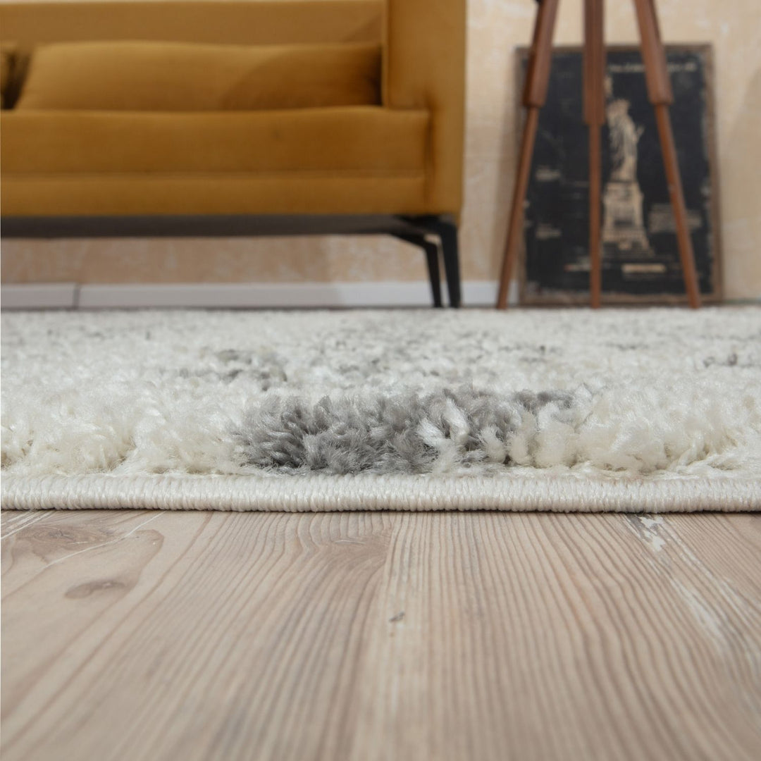 Elegant Moroccan Pattern Grey Ivory Rug Suitable for Floor heating
