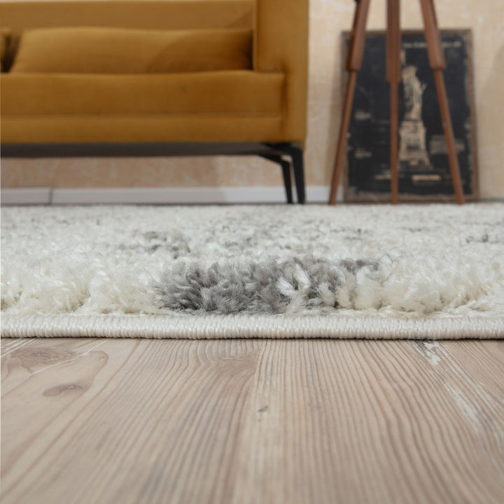 Elegant Moroccan Pattern Grey Ivory Rug Suitable for Floor heating